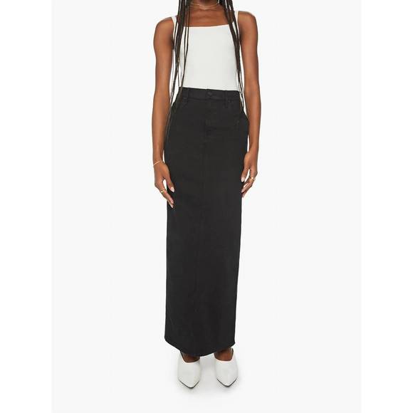 NEW MOTHER flagpole maxi jean skirt in pitch